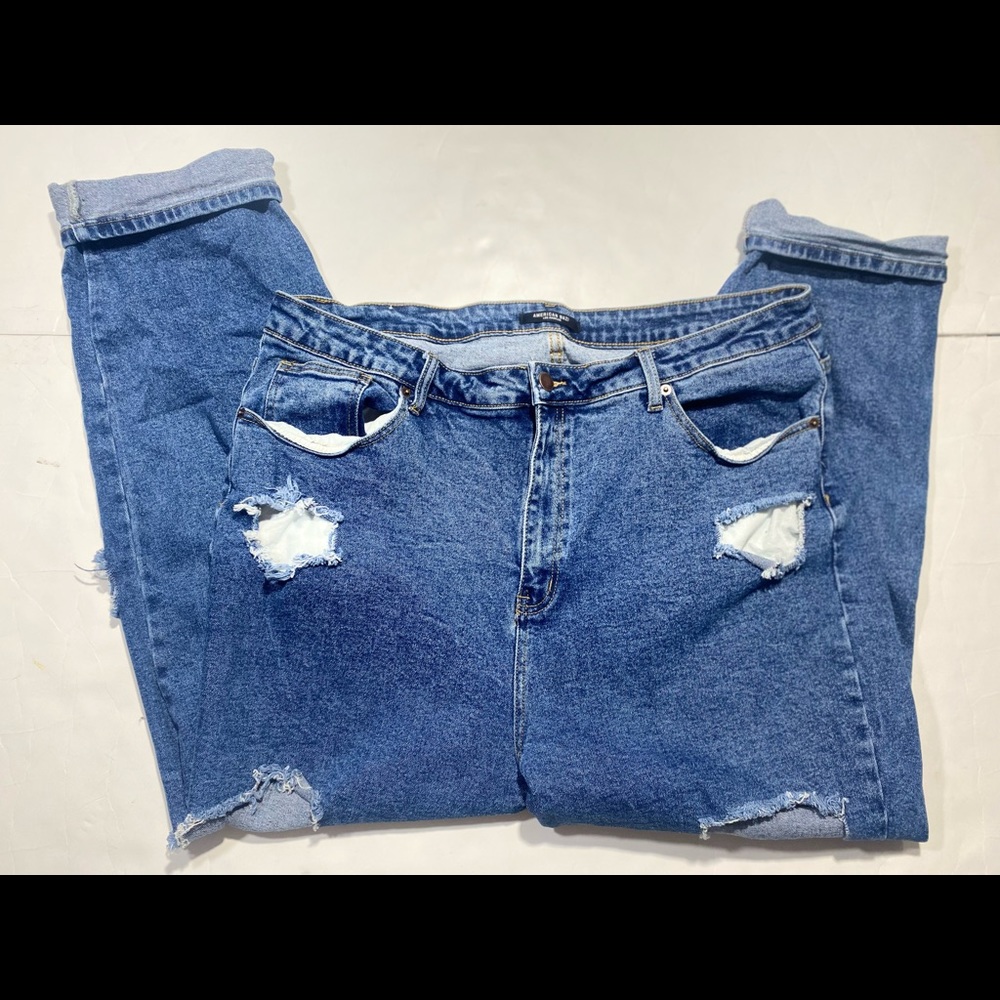 American Bazi 99% Cotton Super Distressed/Blown Out‎ High Rise Jeans Size 3X